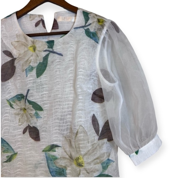 Bysi White Sheer Floral Blouse - Picture 13 of 15